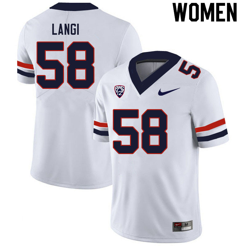 Women #58 Sam Langi Arizona Wildcats College Football Jerseys Sale-White - Click Image to Close